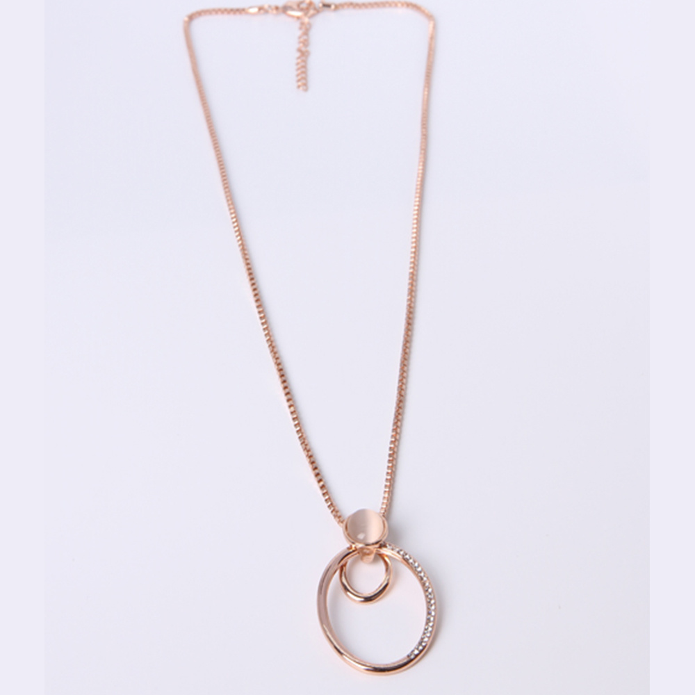Fashion Jewelry Gold Pendant Necklace with White Rhinestone