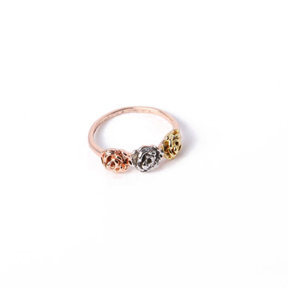 Wholesale Fashion Jewelry Gold Ring with Three Flower