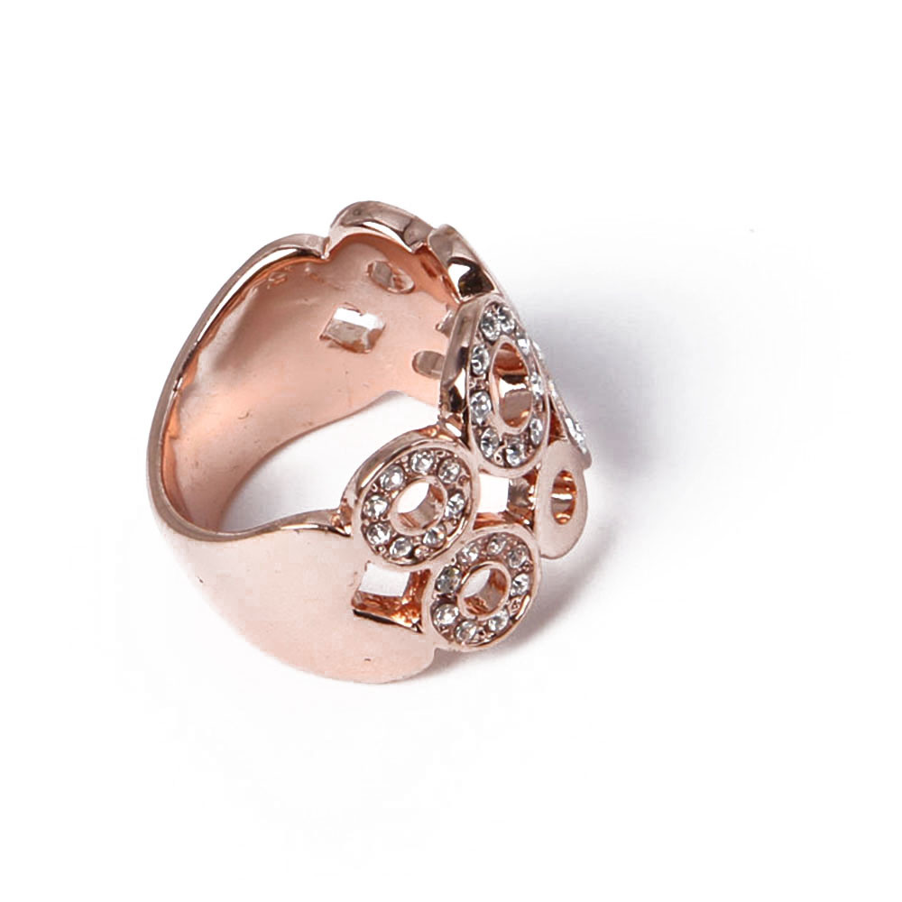 Economic Fashion Jewelry Silver Oval Shape Ring with Black Rhinestone