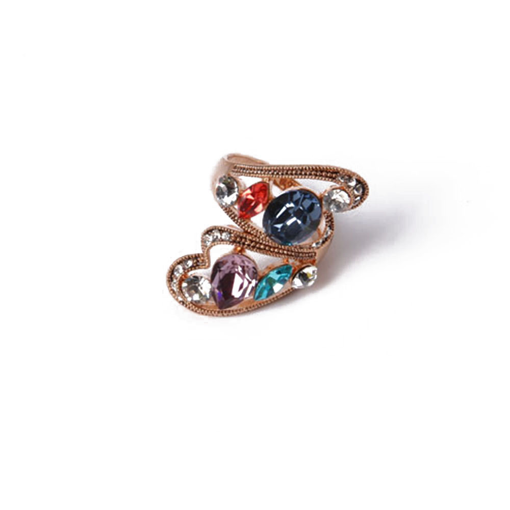 Custom Fashion Jewellery Spherical Gold Ring with Rhinestone