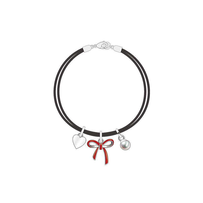 Classic Design Timeless Red Bow Silver Pearl Jewelry Set