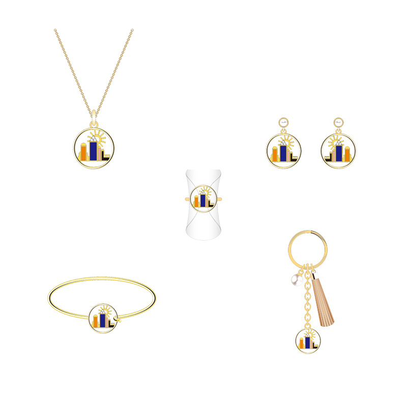Small Price New Design Gold Black Round Jewelry Set