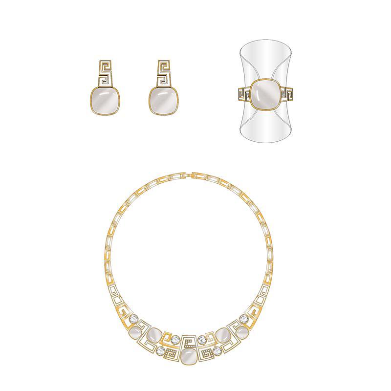 Amazing Gold Jewelry Set with Gemstones