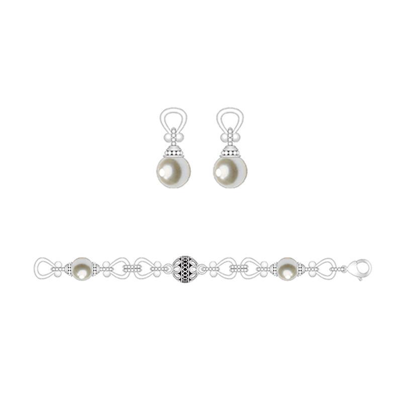 Sparkling Silver Jewelry Set with Pearls