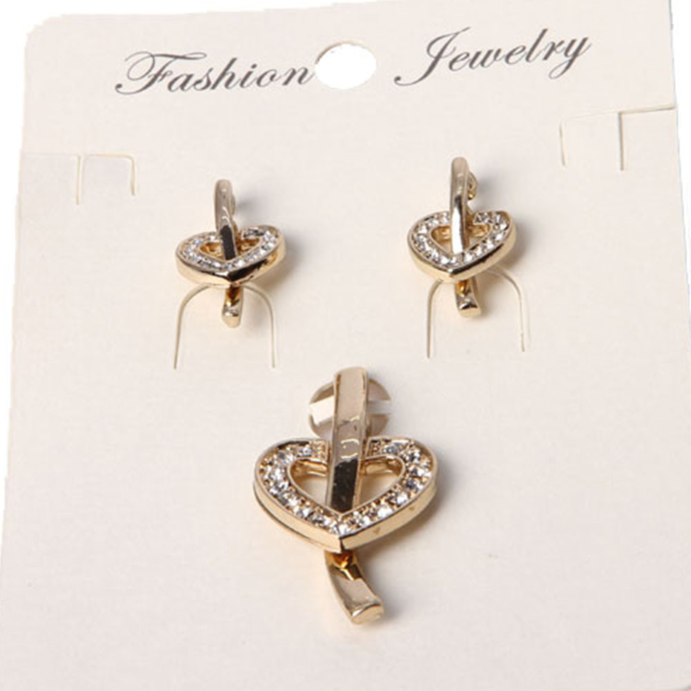 Fashion Heart Shaped Leaves Jewelry Set with Rhinestone