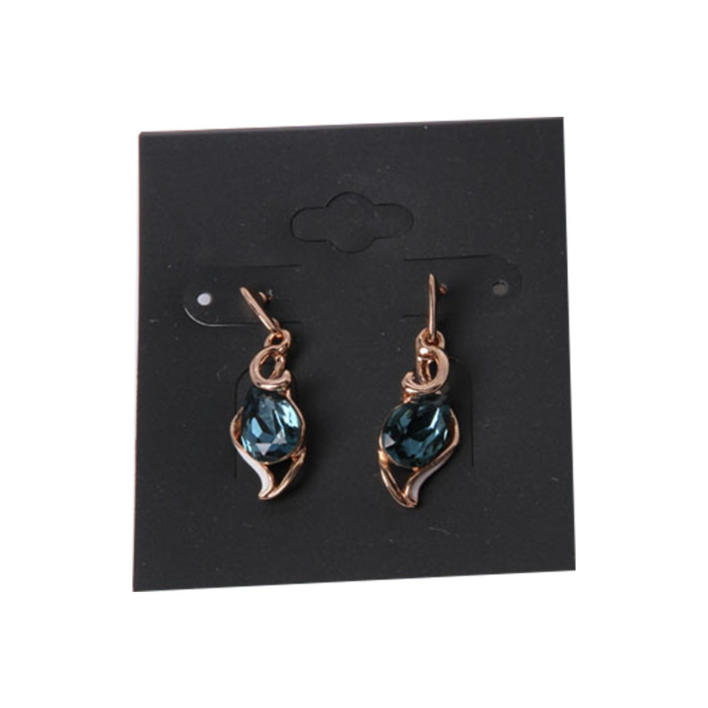 Fashion Jewelry Gold Triangle Pendant Earring with Blue Rhinestone