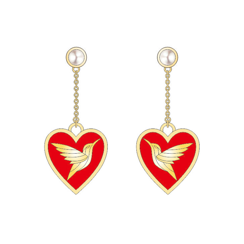 Red Heart Shaped Love Pigeon Jewelry Set