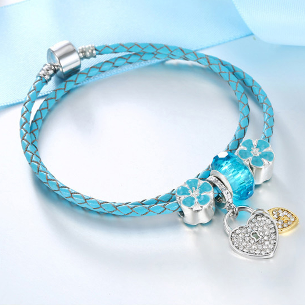 Customized Fashion Jewelry Alloy Blue Rope Bracelet