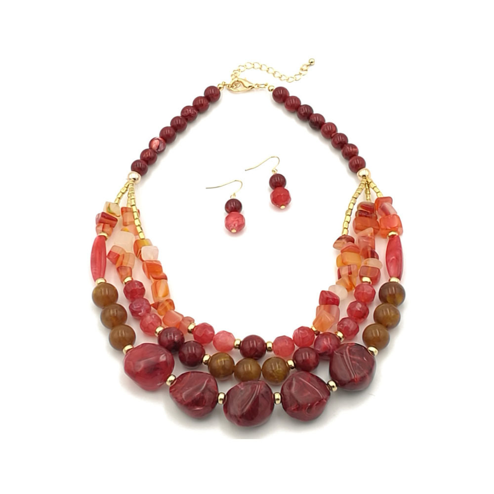China Manufacturer Fashion Red Bead Necklace Jewelry Set