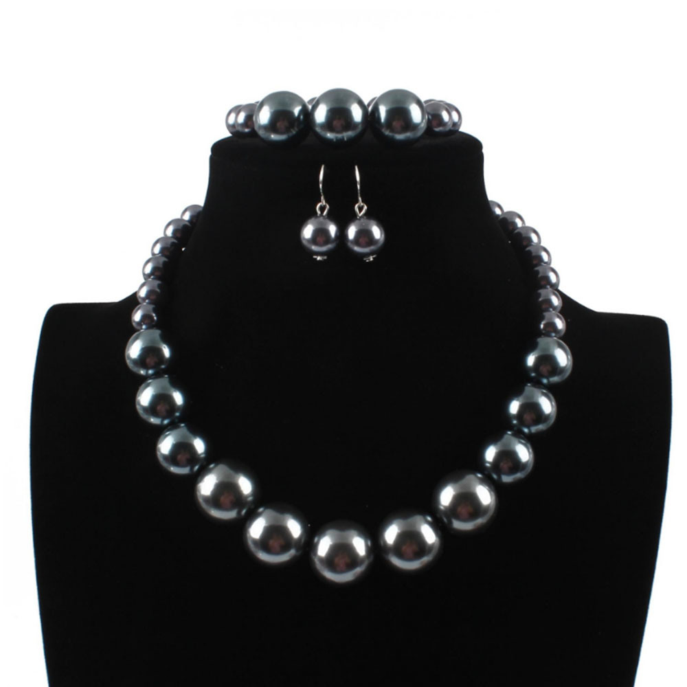 Most Popular Fashion Black Bead Necklace Jewelry Set