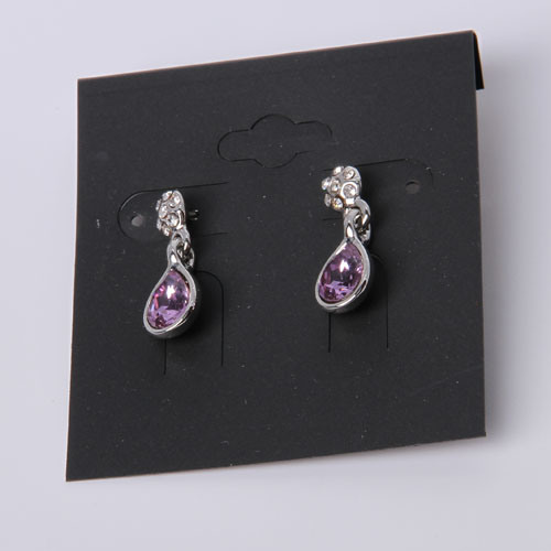 Earring with Glass Bead in Rhodium Plated