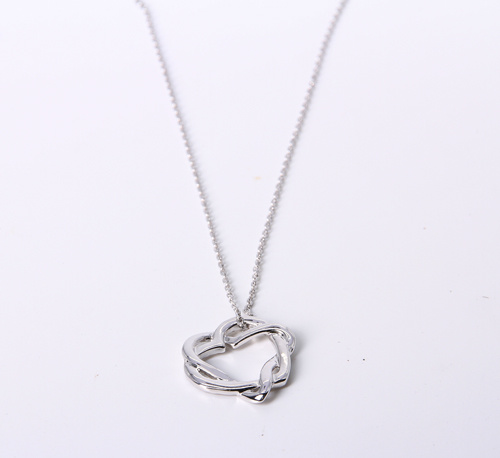 Necklace with Fashion Double Heart Pendant with Rhinestones