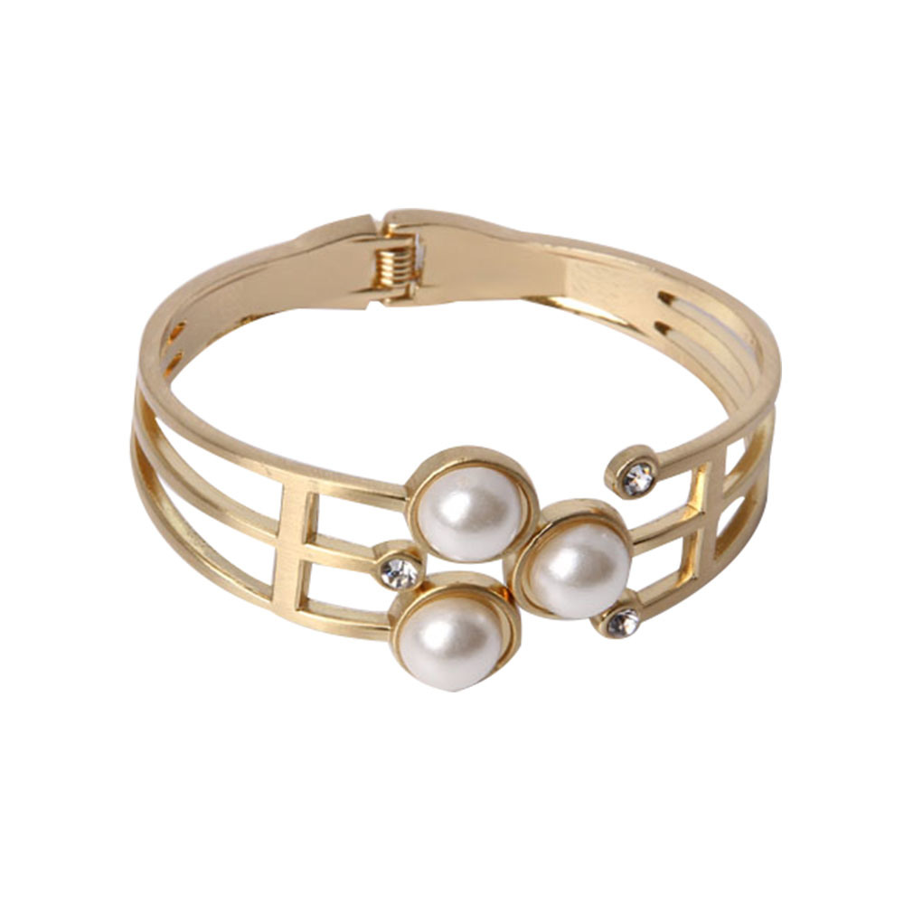 Most Popular Gold Plated Bangle with Plastic Pearl