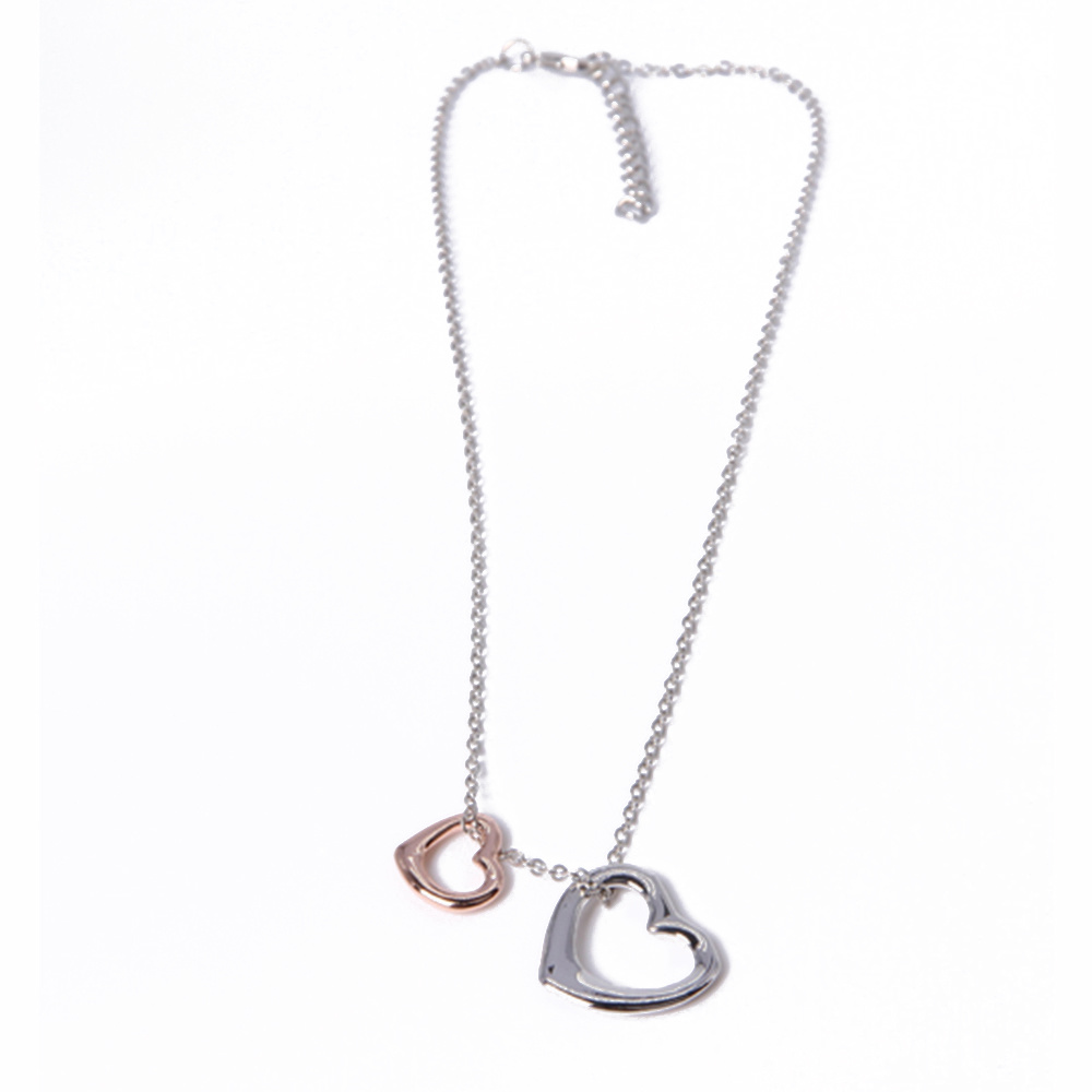 Alloy Fashion Jewelry Necklace with Gold Silver Heart