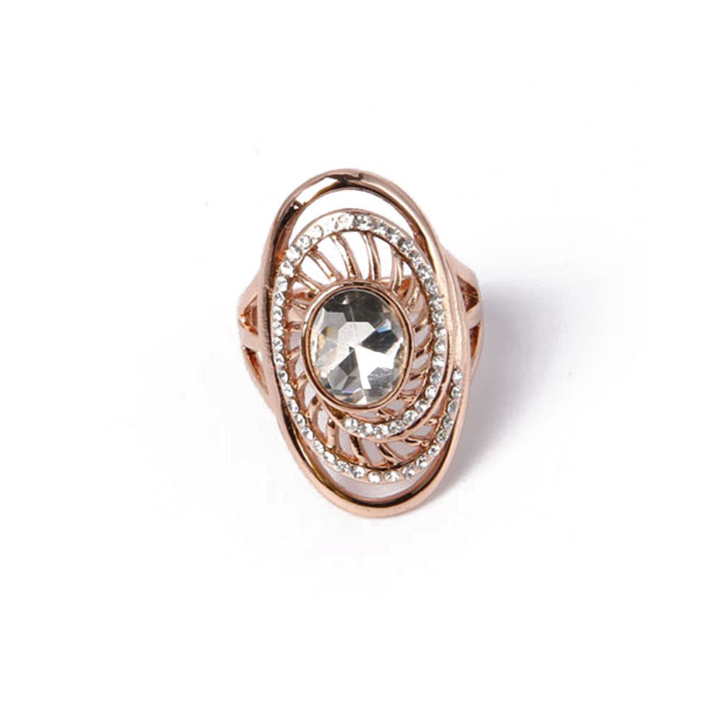 Standard Fashion Jewelry Gold Plating Ring with Transparent Rhinestone