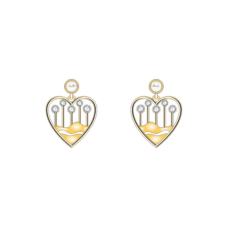 Heart-Shaped High-Quality Gold Crystal Jewelry Set