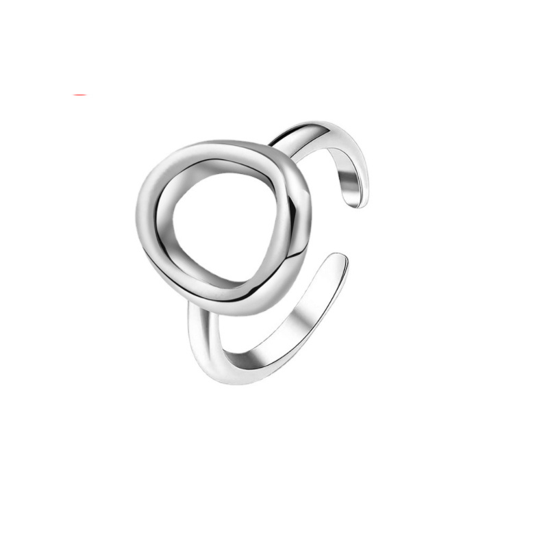 European and American Internet Celebrity Simple Titanium Steel Ring Does Not Fade Ins Flower Niche Trend Irregular Opening Ring