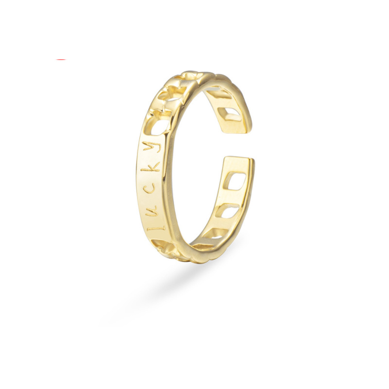 Ou Fan Fold Wear Ring Female Fashion Personality Light Luxury Niche Design Sense Gold Double Chain Index Finger Ring Ring