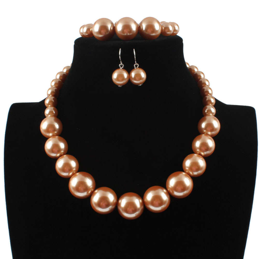 Most Popular Fashion Gold Bead Necklace Jewelry Set