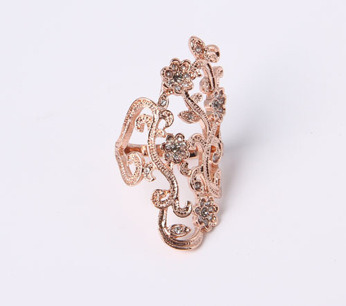 Rose Color Gold Plated Fashion Jewelry Ring with Flower Design