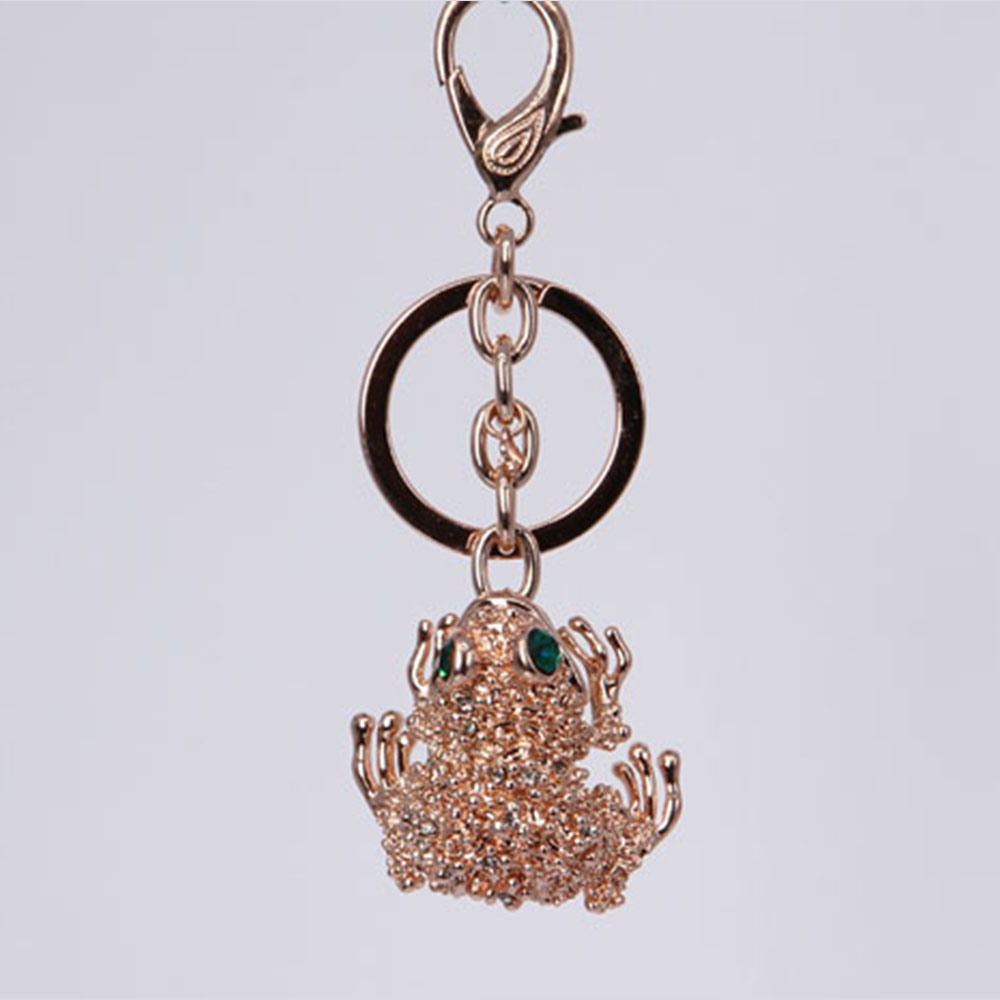 Exquisite Alloy Keychain Frog Shape with Diamonds