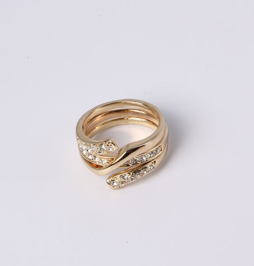 Gold Plated Fashion Jewelry Ring with Pearl and Rhinestone