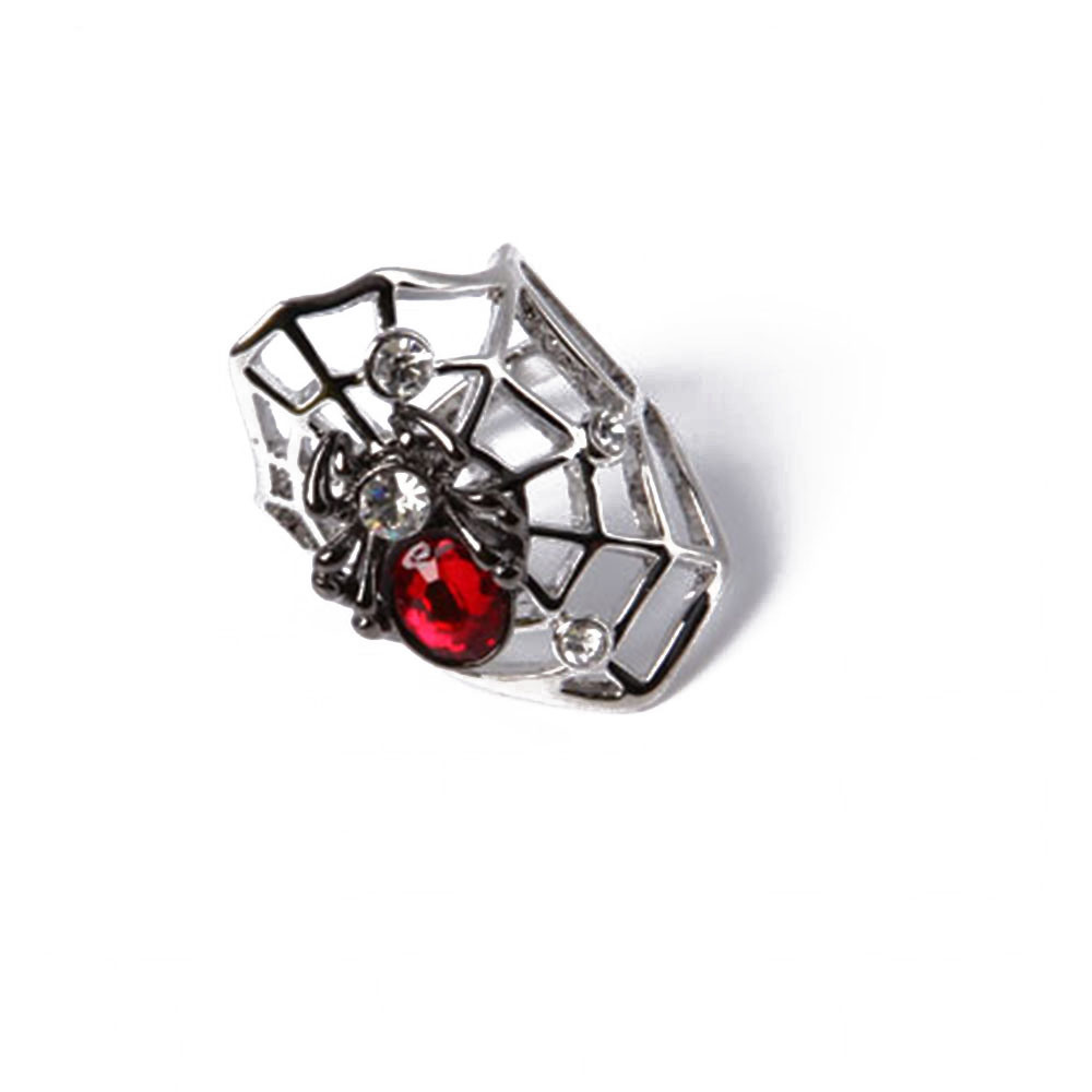 Sample Available Fashion Jewelry Mesh Silver Ring with Red Rhinestone