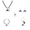 Simple Classic Design Black and White Pearl Dolphins Jewelry Set 