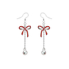 Classic Design Timeless Red Bow Silver Pearl Jewelry Set 